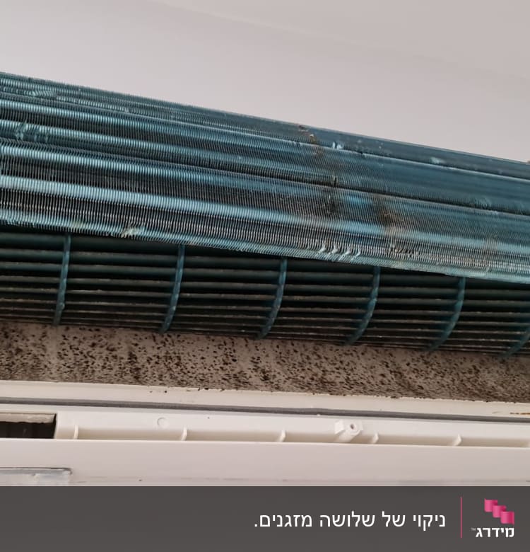 יחידת מזגן פנימית עם לכלוך על הסליל